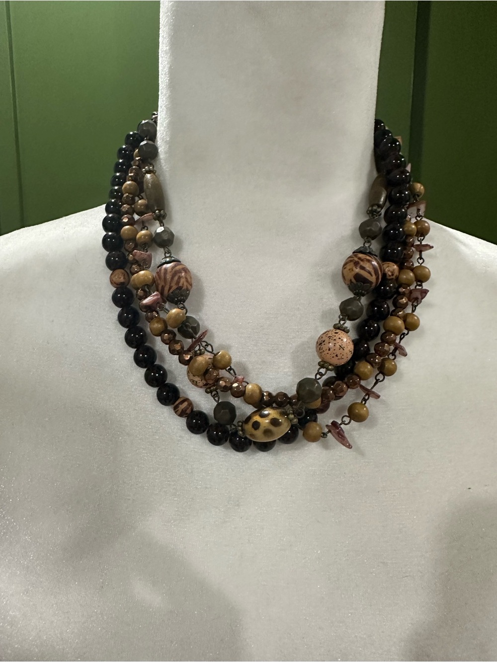 Premier Designs Multi-Strand Brown and Black Beaded Necklace